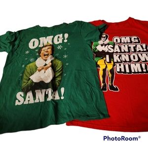 2 Ripple Junction Elf Tshirts Red Small Green Medium Movie Will Farrell Holiday
